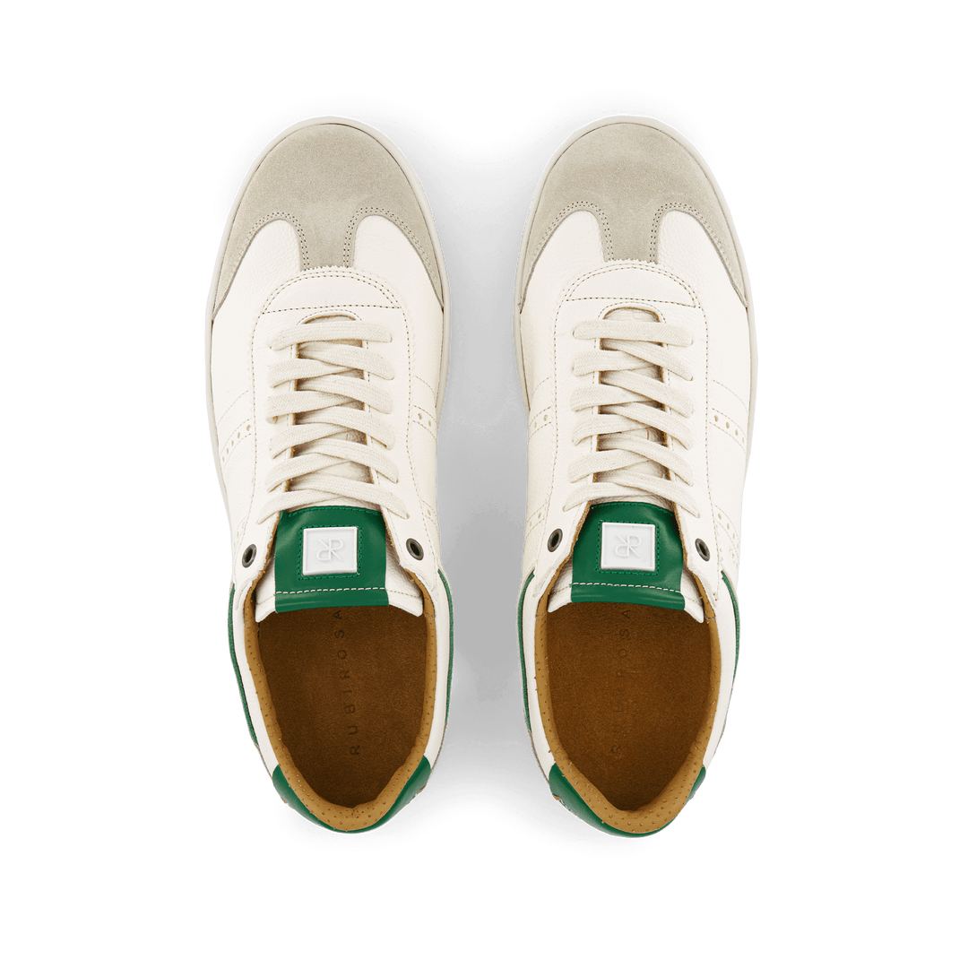 Judy Men's White/Green Leather Sneakers