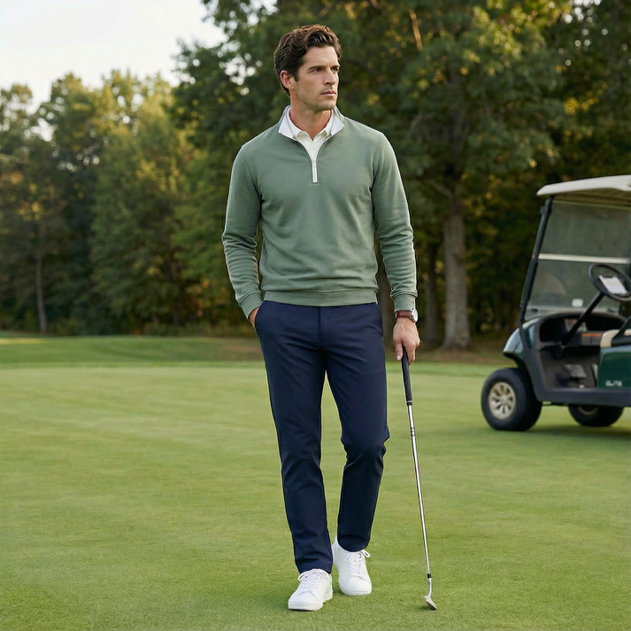 Solid Performance Quarter Zip Indigo