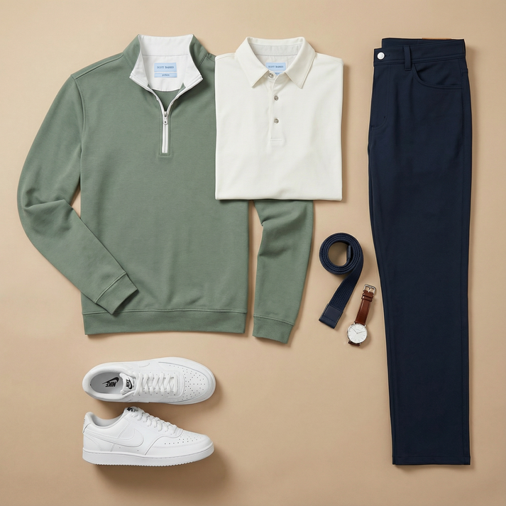 Solid Performance Quarter Zip Indigo