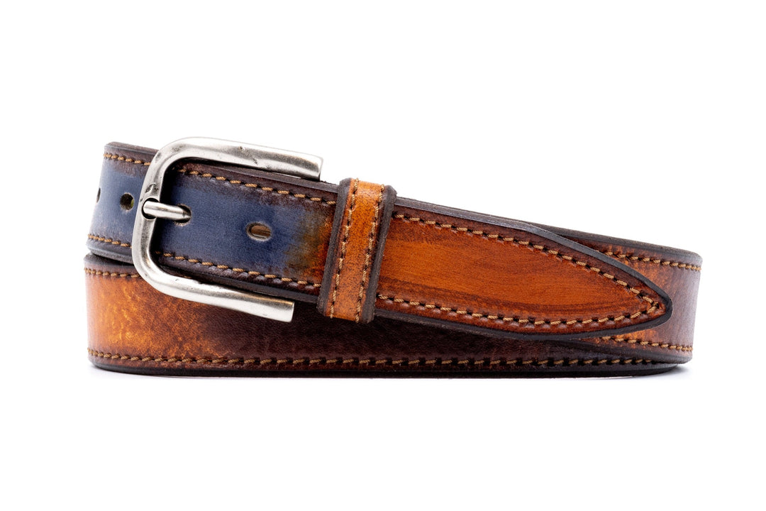 Picasso Hand Painted Italian Saddle Leather Belt in Sunset