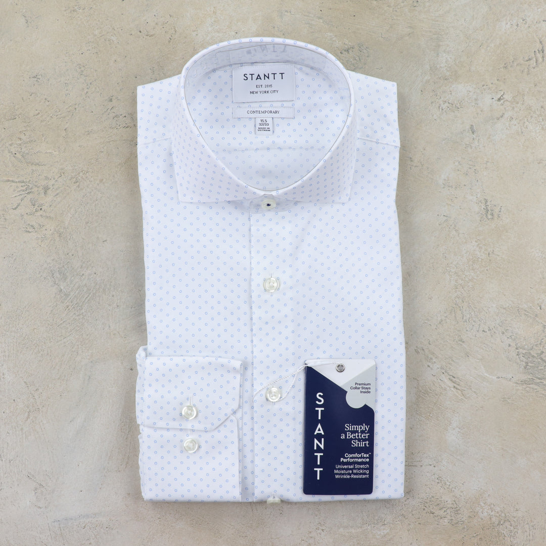stantt dress shirts Wrinkle-Resistant Twill Light Grey Dress Shirt No Pocket / Standard Buttons