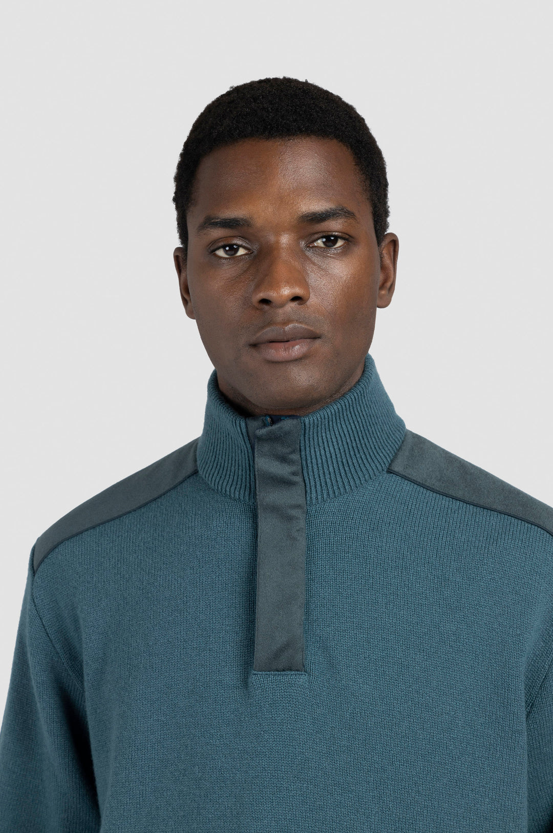 Typhoon Platinum Wool Cashmere Half Zip Sweater in Teal