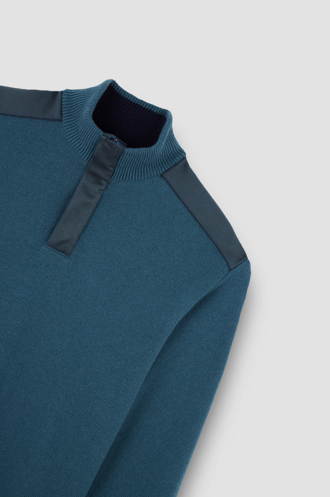 Typhoon Platinum Wool Cashmere Half Zip Sweater in Teal