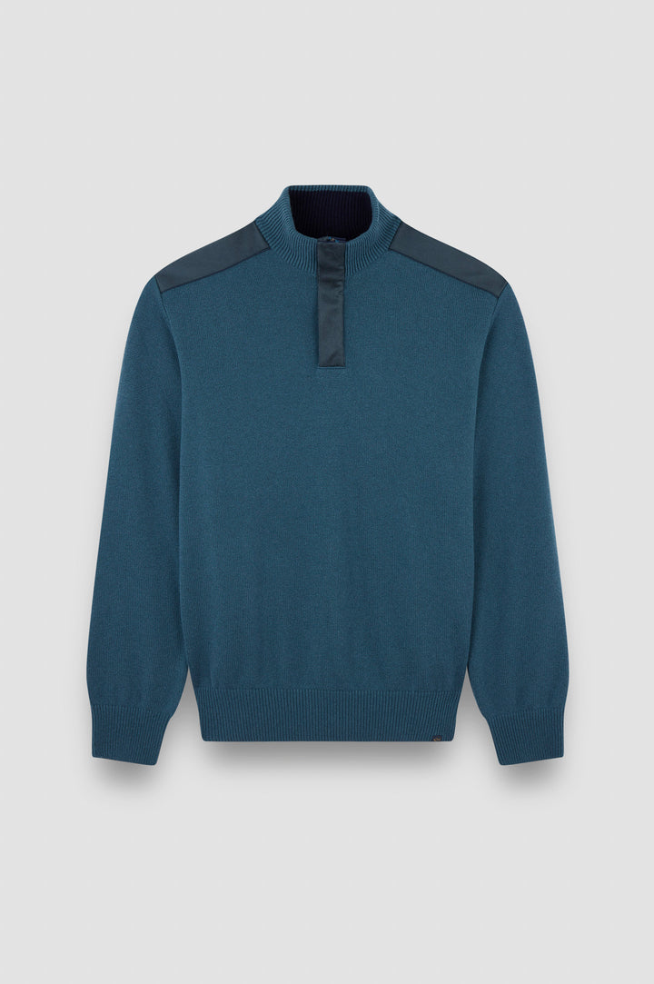 Typhoon Platinum Wool Cashmere Half Zip Sweater in Teal
