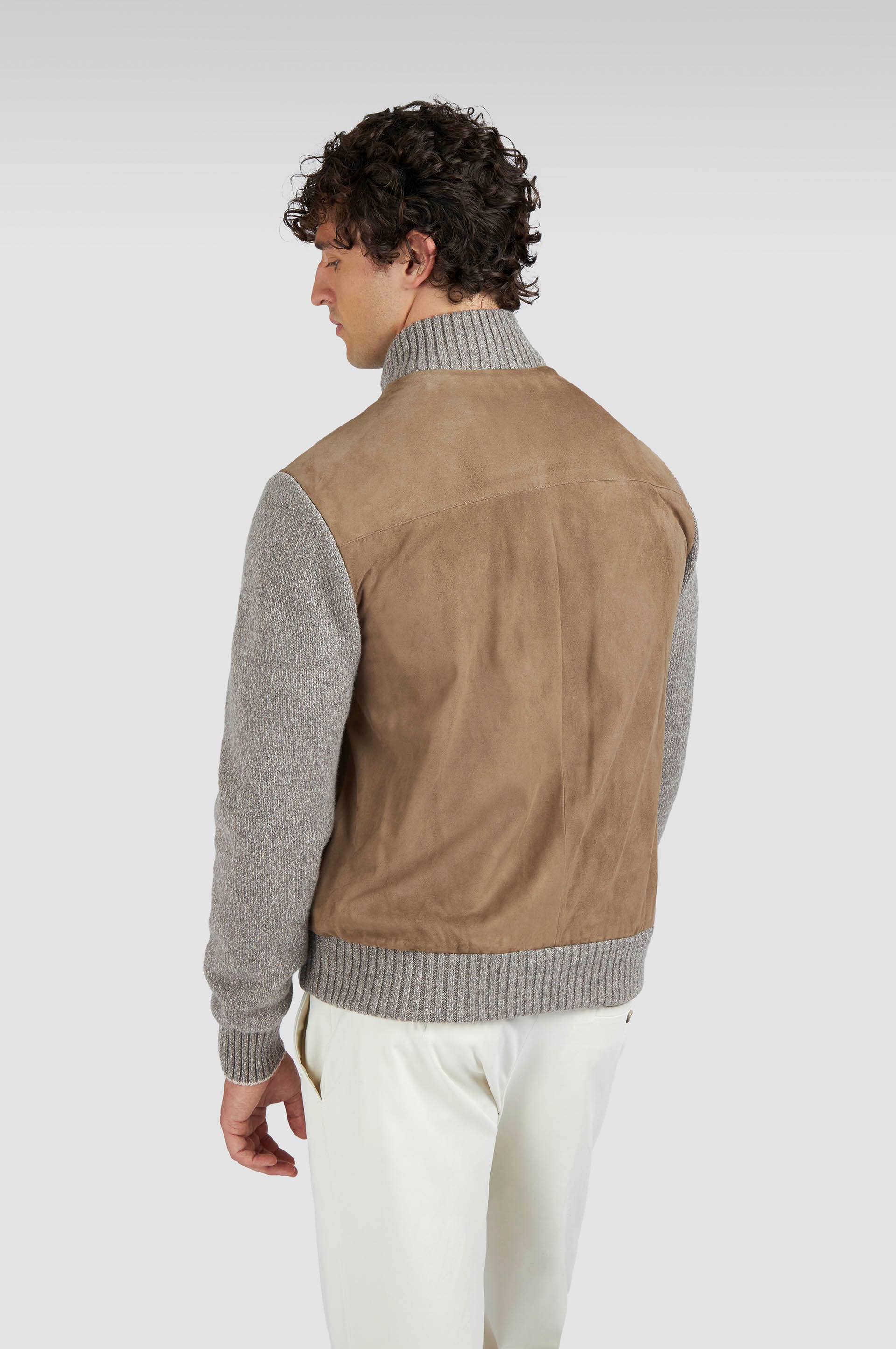 Riviera Hybrid Zipped Cardigan in Wool, Cashmere, Suede – Hampton's