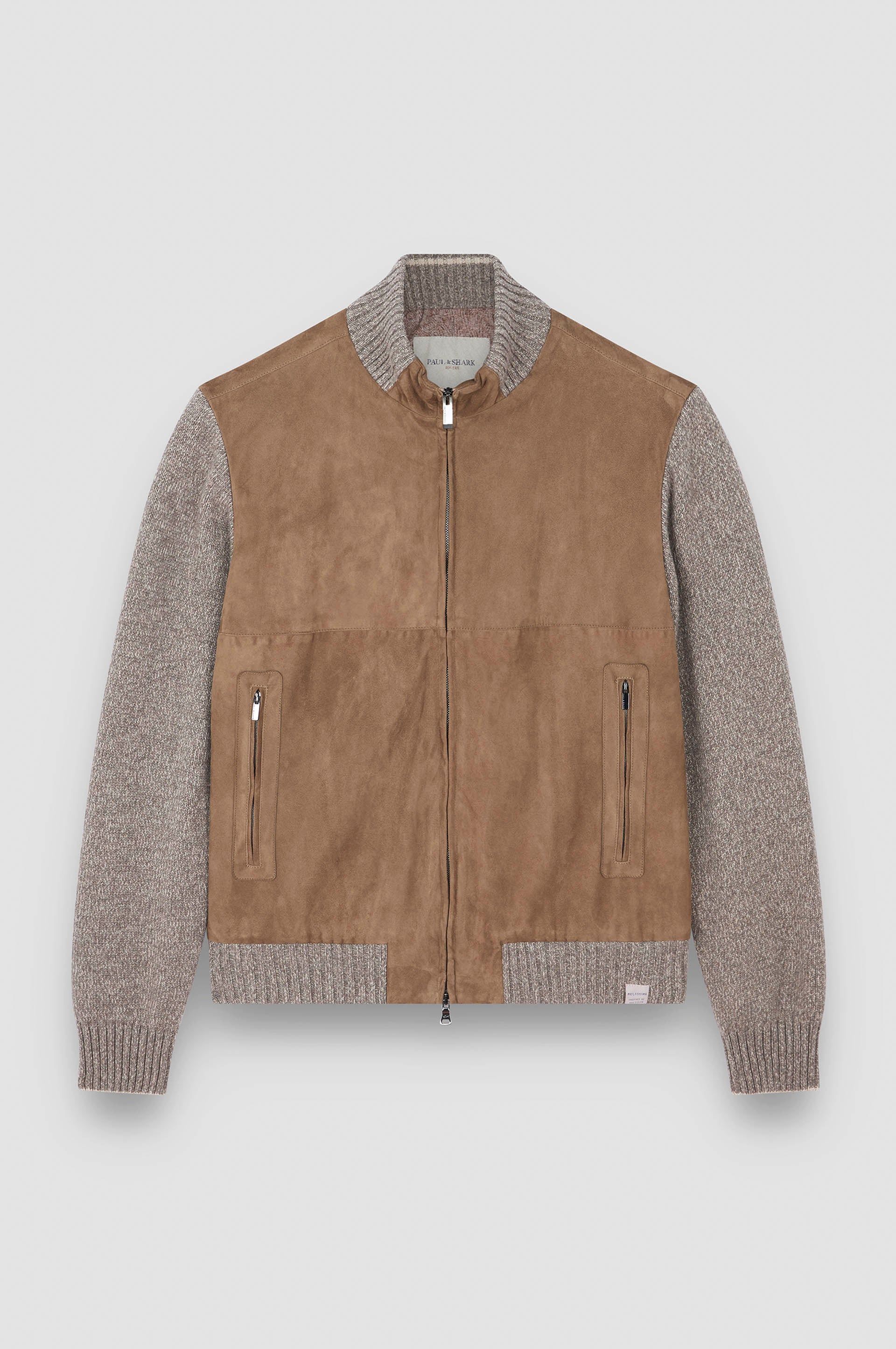 Riviera Hybrid Zipped Cardigan in Wool, Cashmere, Suede – Hampton's