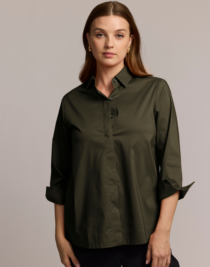 Xena 3/4 Sleeve Zip Back Shirt