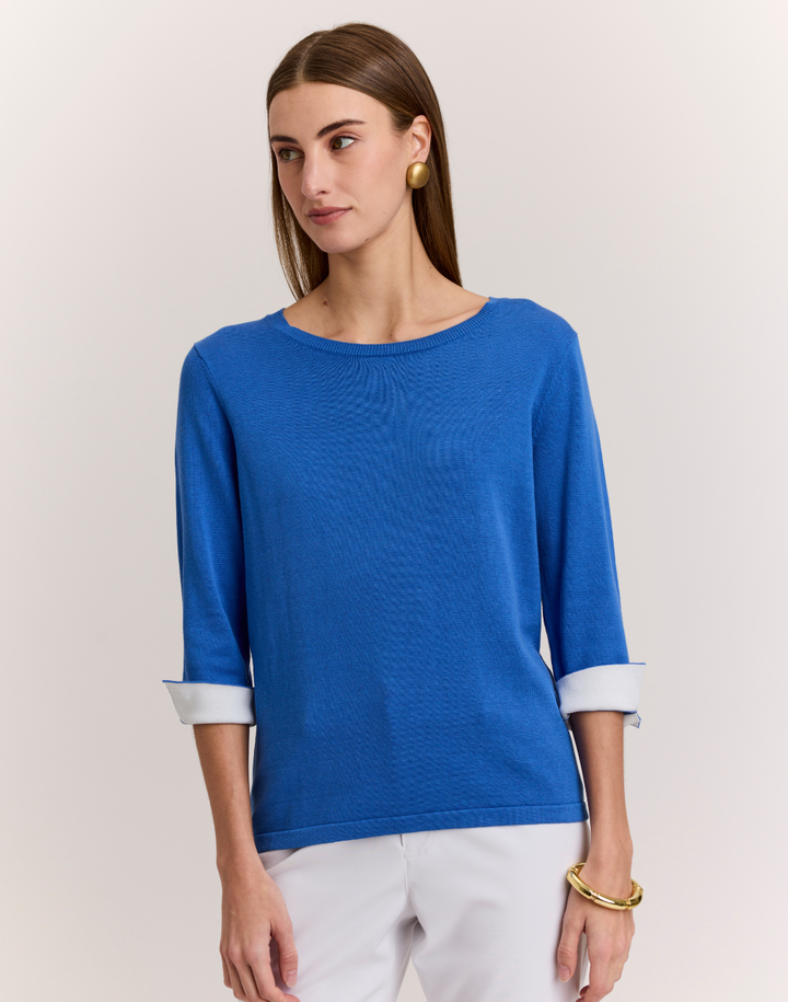 Tyler 3/4 Sleeve Cotton-Silk Sweater