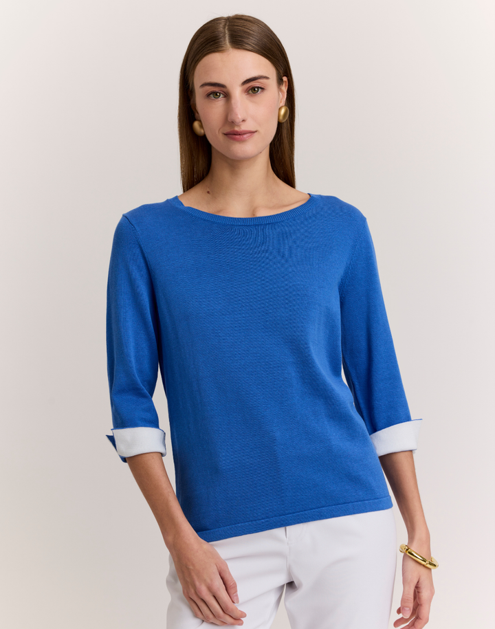Tyler 3/4 Sleeve Cotton-Silk Sweater