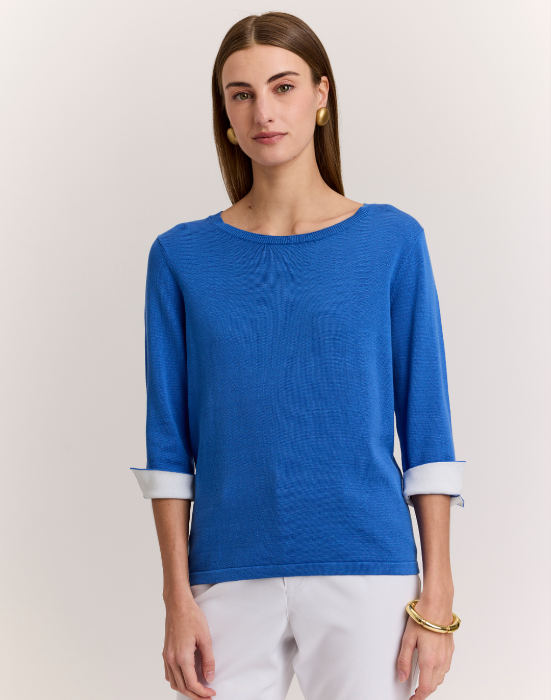 Tyler 3/4 Sleeve Cotton-Silk Sweater