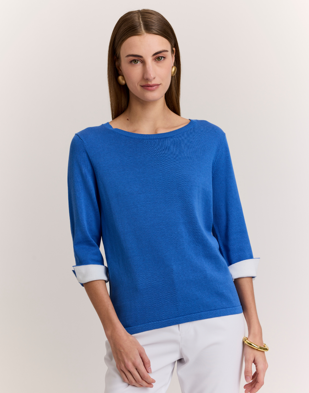 Tyler 3/4 Sleeve Cotton-Silk Sweater