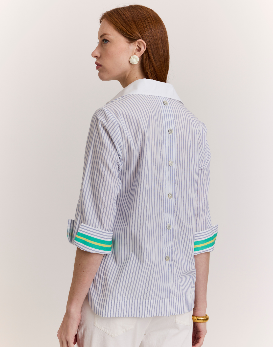 Aileen Contrast Stripe 3/4 Sleeve Shirt