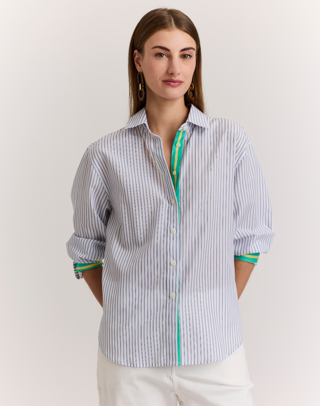 Juliana Contrast Stripe Long Sleeve Shirt