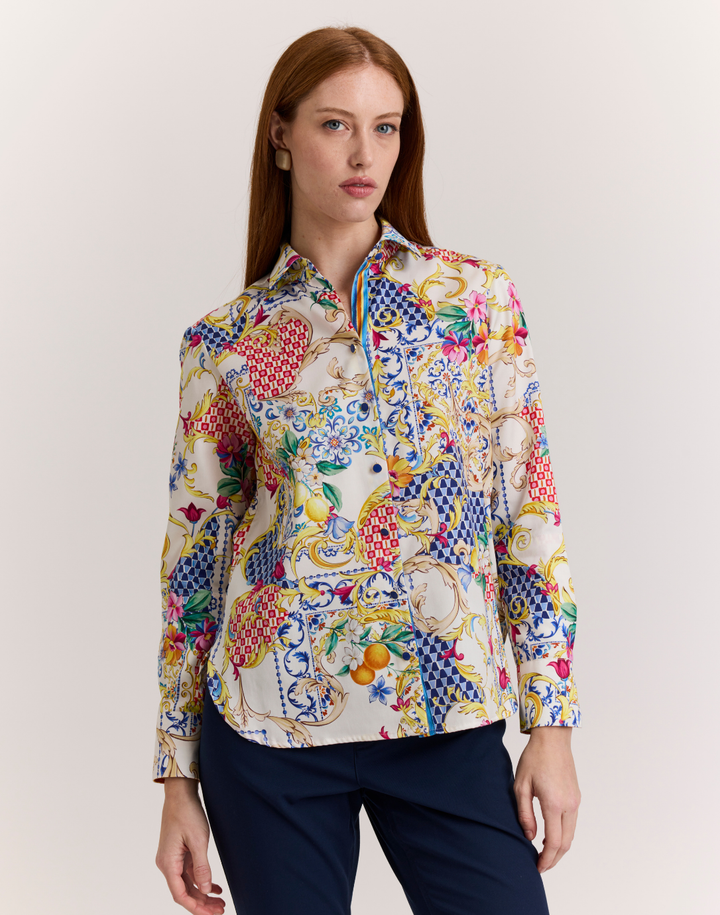 Margot Long Sleeve Amalfi Print Shirt