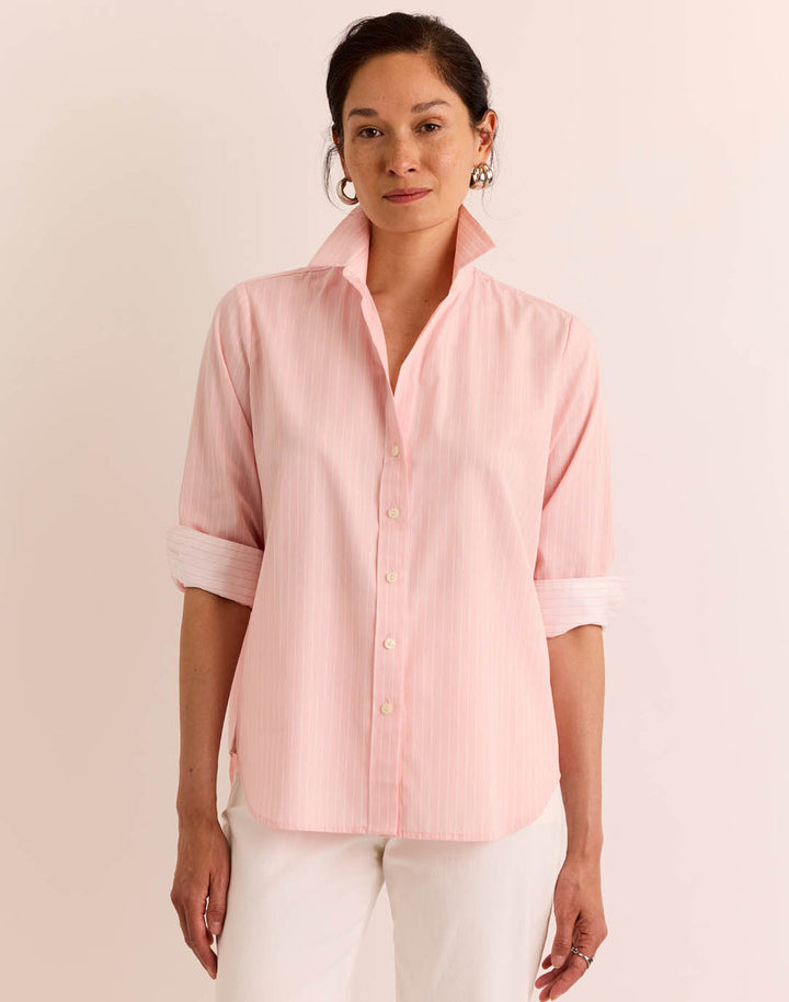 Esther Long Sleeve Shirt Blush Pink/White
