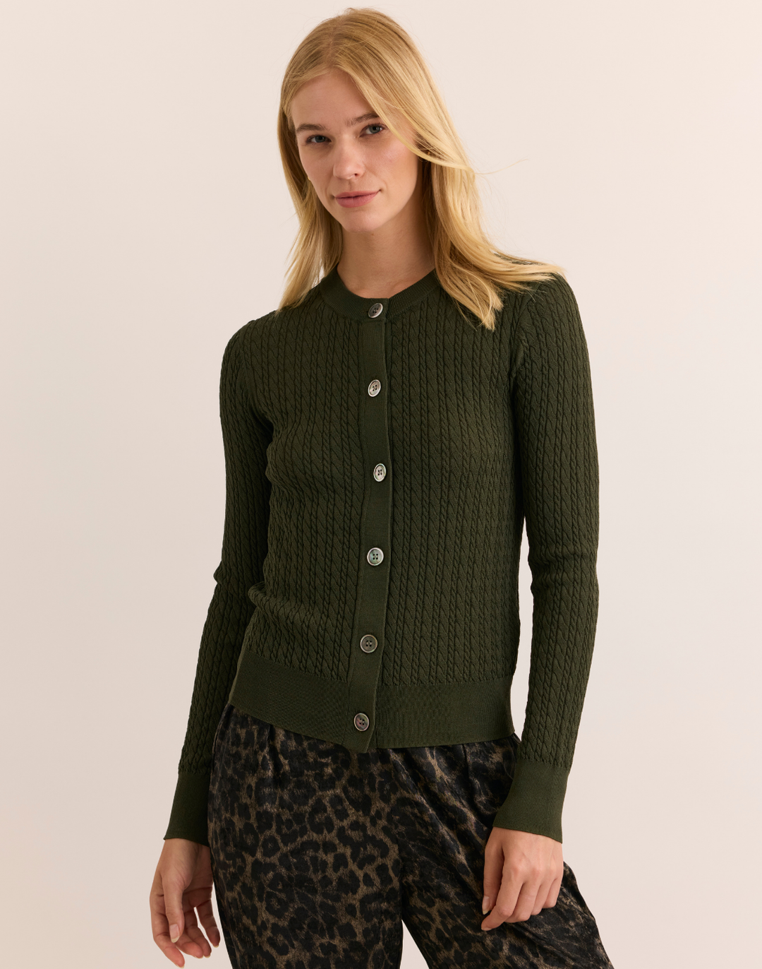 Edith Long Sleeve Cable Knit Cardigan