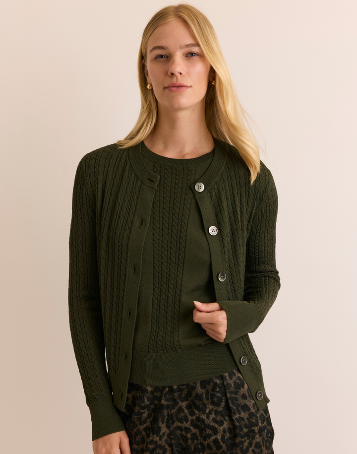 Edith Long Sleeve Cable Knit Cardigan