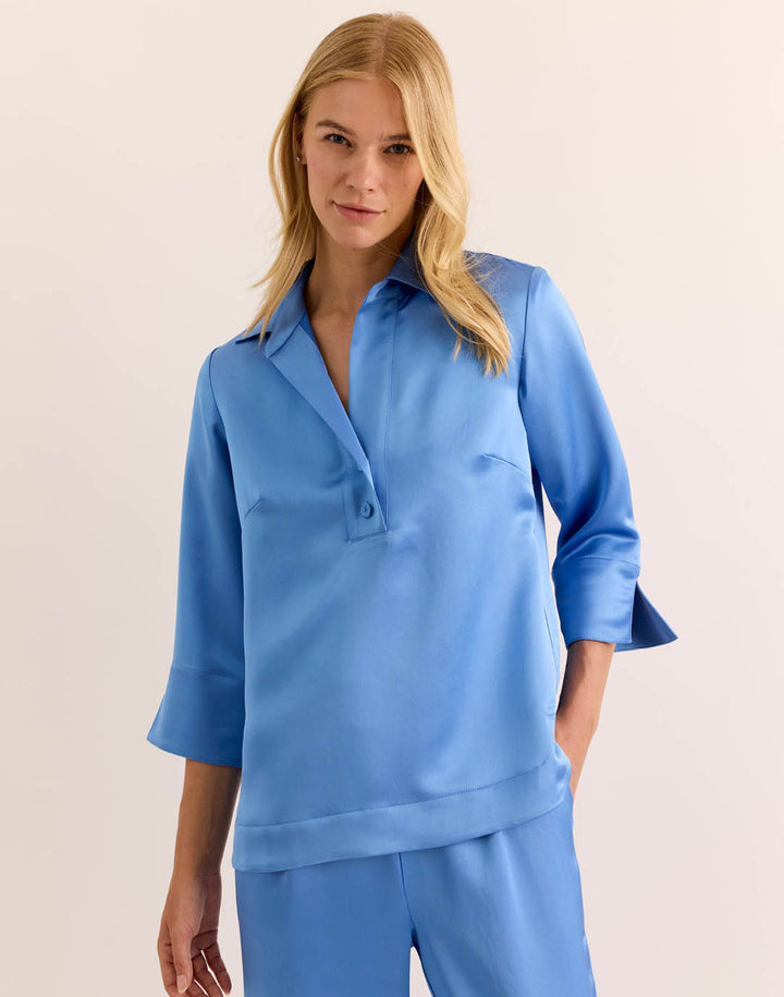 Aileen Liquid Satin 3/4 Sleeve Top