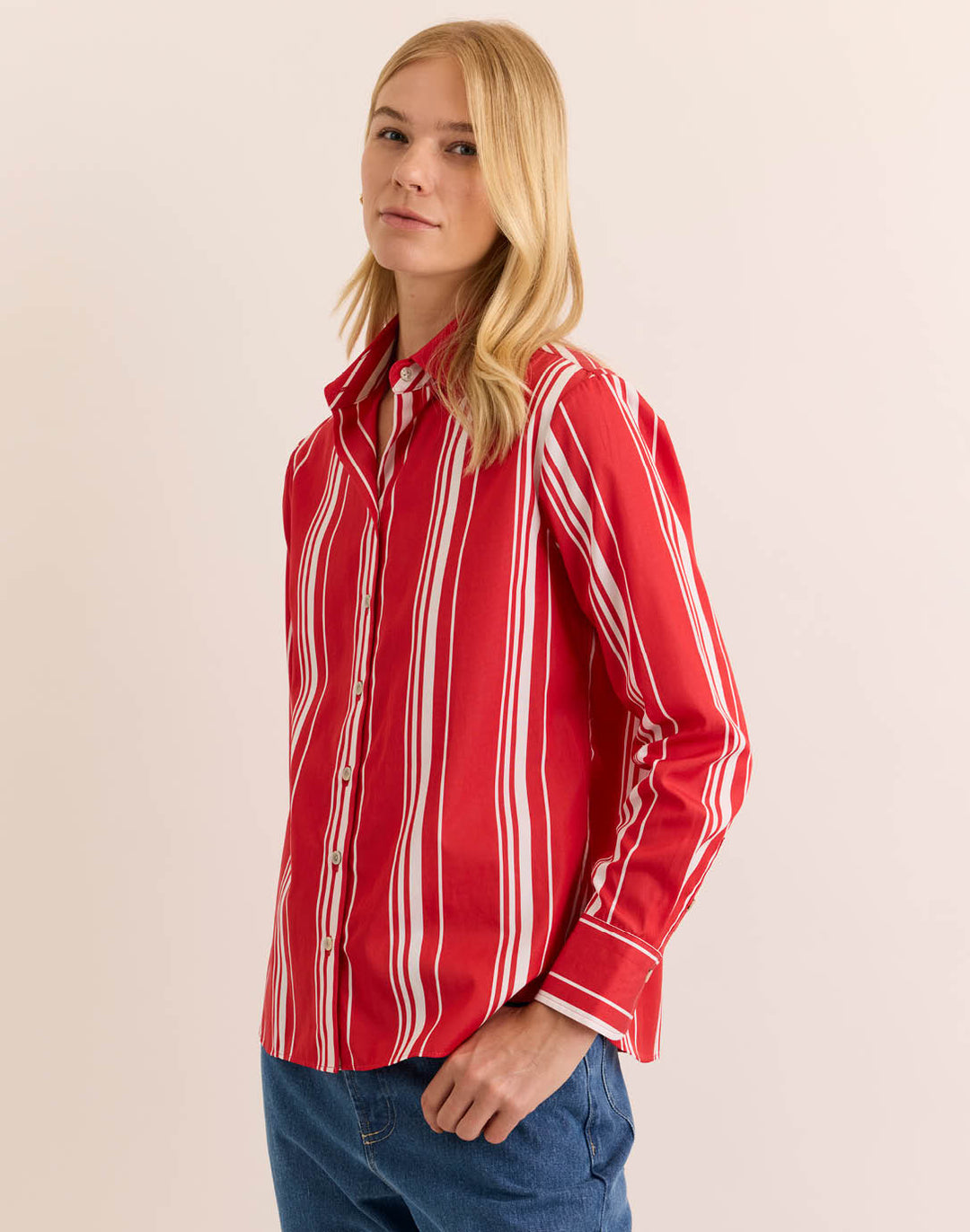 Margot Rouge Striped Long Sleeve Top