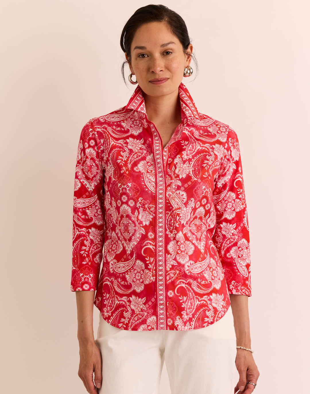 Lizette 3/4 Sleeve Rouge Paisley Top
