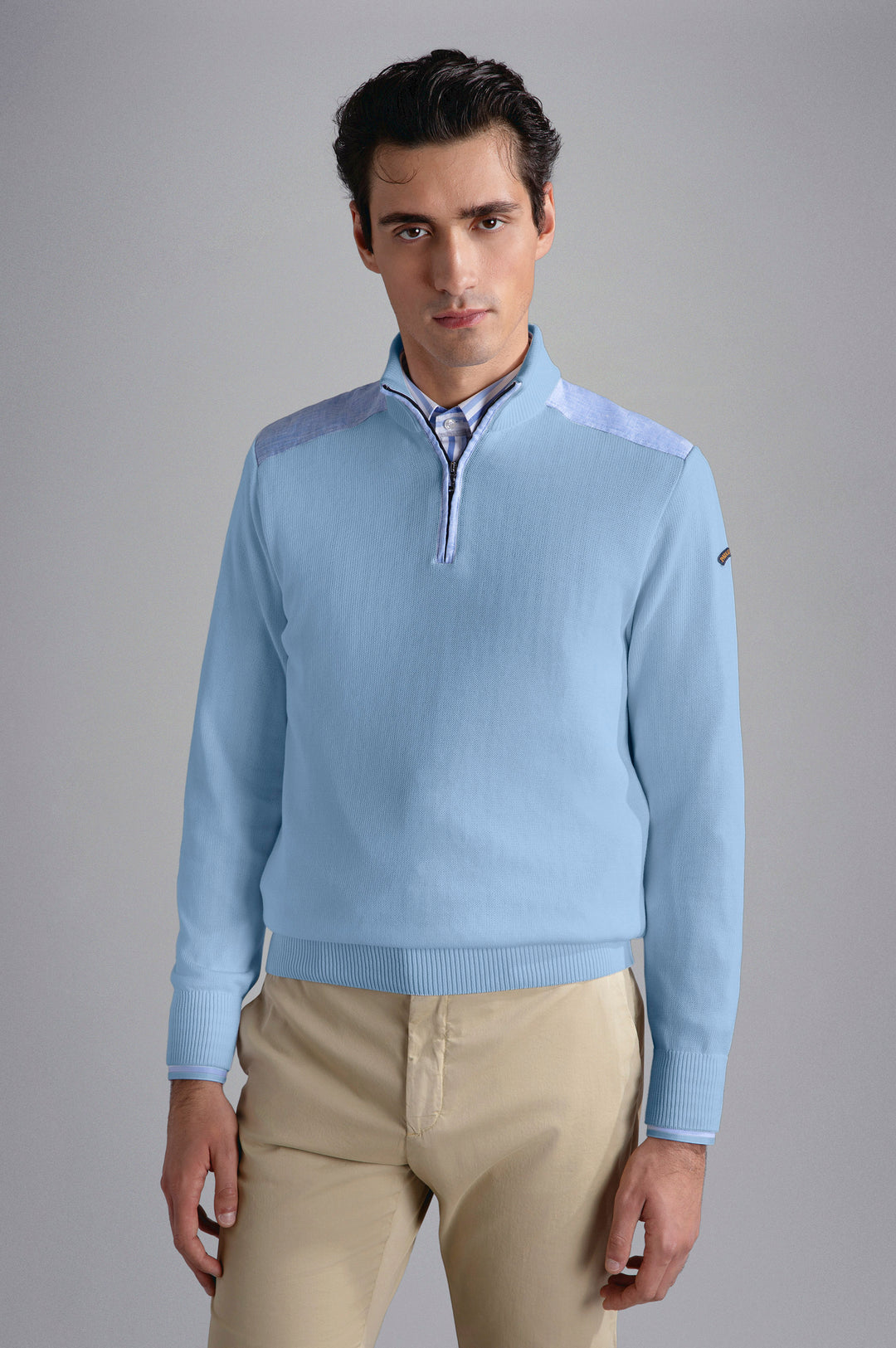 Fresco Cotton Sweater with Linen Details