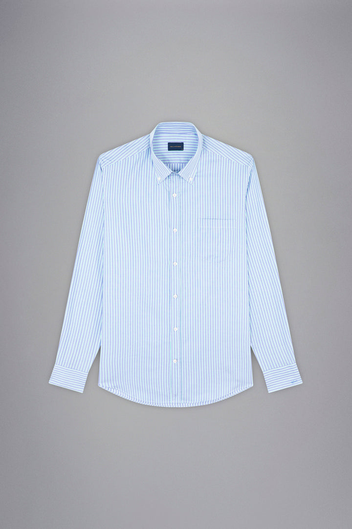 Cotton Oxford Multi Stripe Shirt in Blue/White/Green