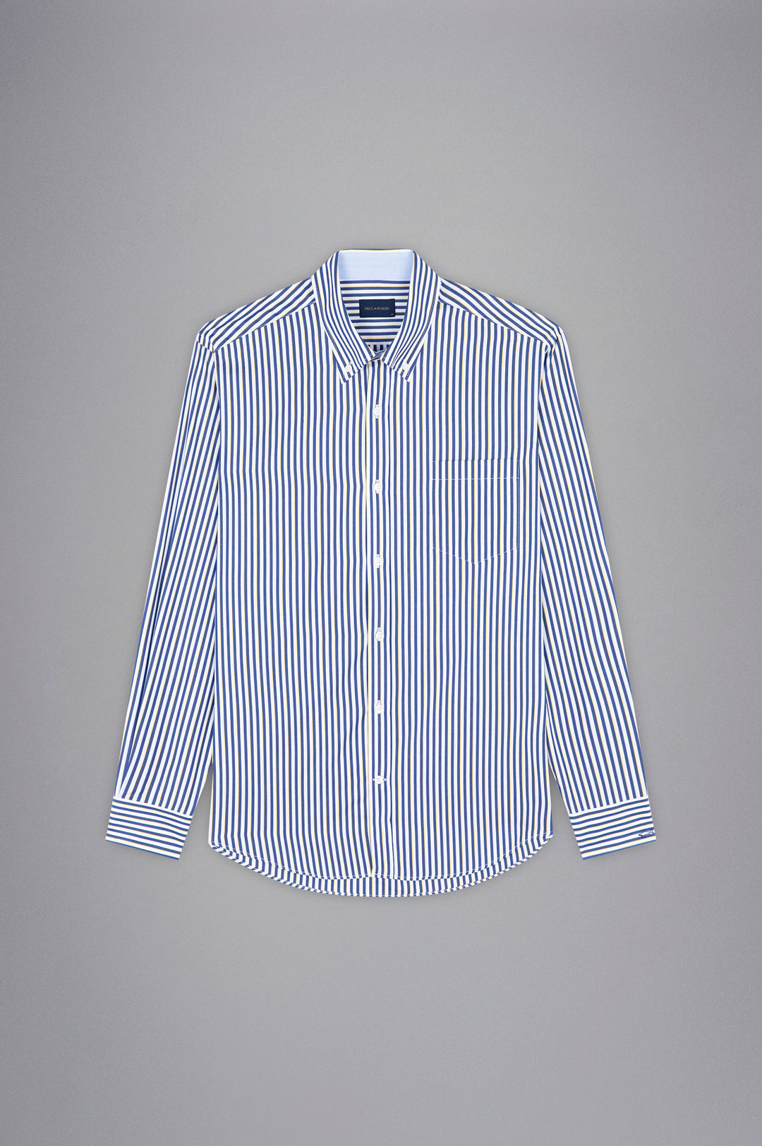 Cotton Poplin Multi Stripe Shirt in White/Blue/Yellow