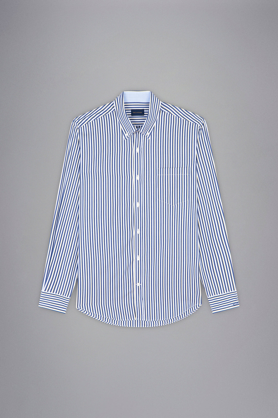 Cotton Poplin Multi Stripe Shirt in White/Blue/Yellow Hampton's Cotton Poplin Multi Stripe Shirt in White/Blue/Yellow Hampton's