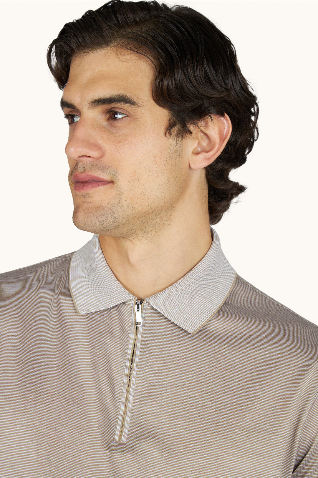 Silk & Cotton Zip Polo