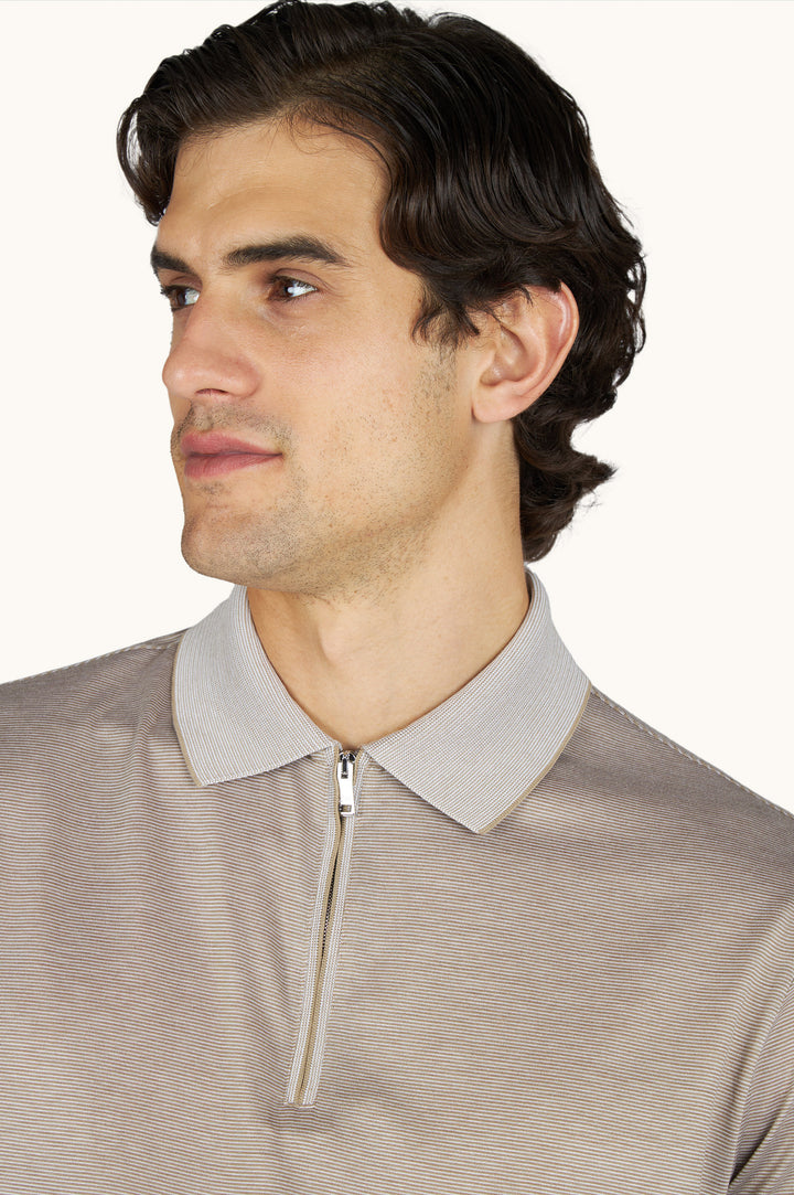 Silk & Cotton Zip Polo