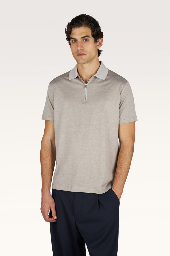 Silk & Cotton Zip Polo