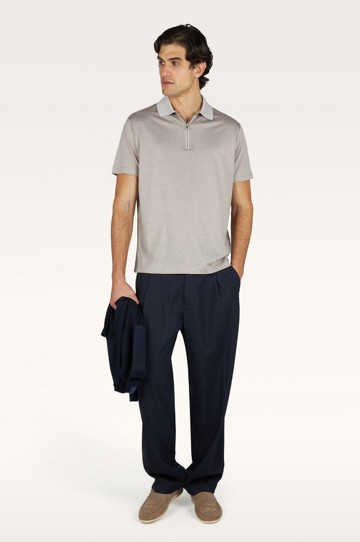 Silk & Cotton Zip Polo