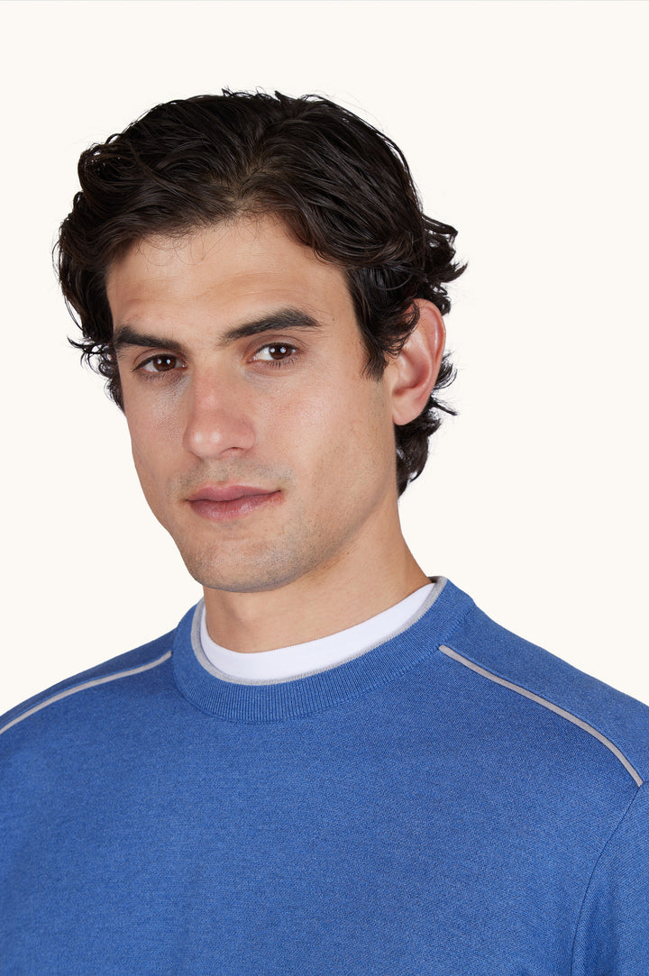 Silk & Cotton Crewneck w/ Aqualeather Details