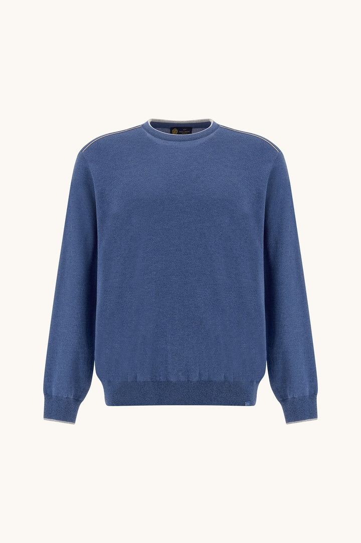 Silk & Cotton Crewneck w/ Aqualeather Details