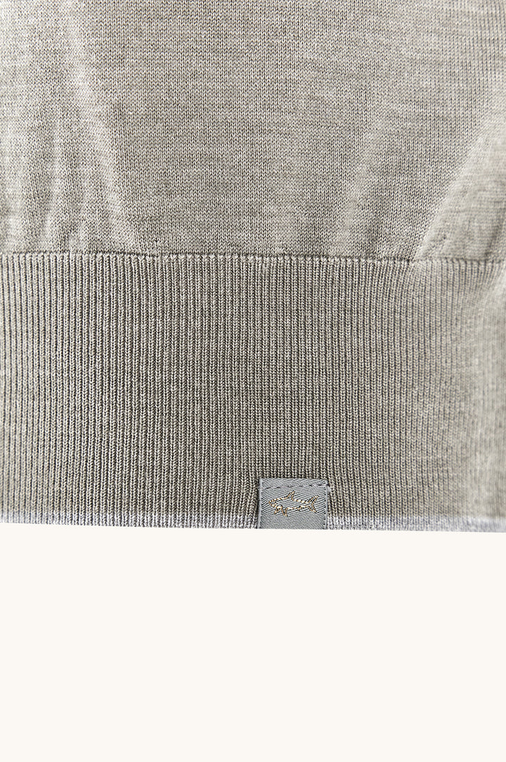 Wool & Silk Knit Polo w/ Suede Details