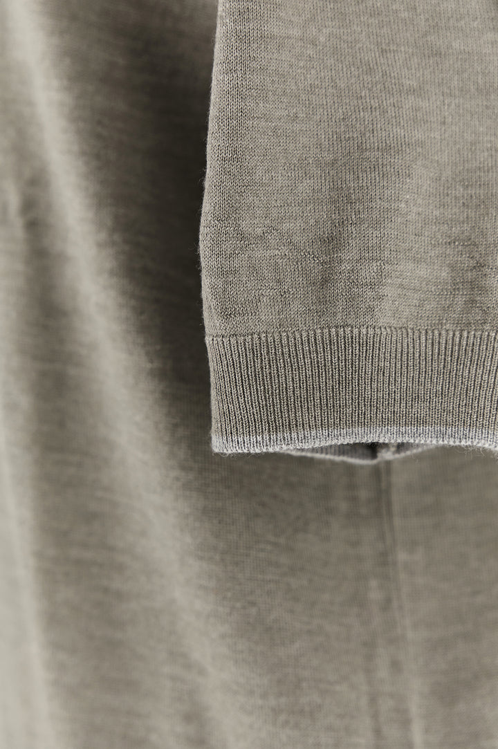 Wool & Silk Knit Polo w/ Suede Details