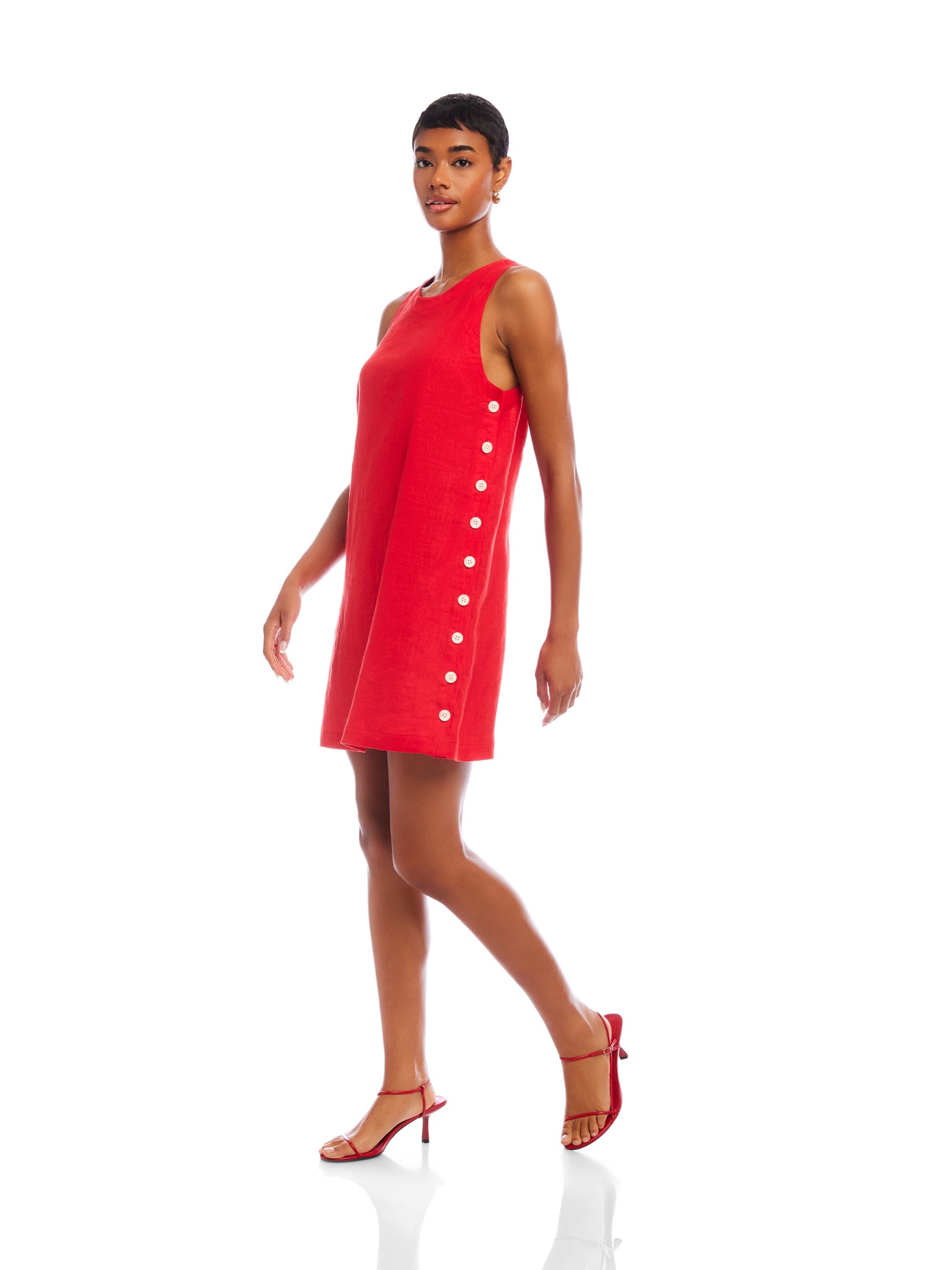 Clarice Side Button Shift Dress in Cherry – Hampton's