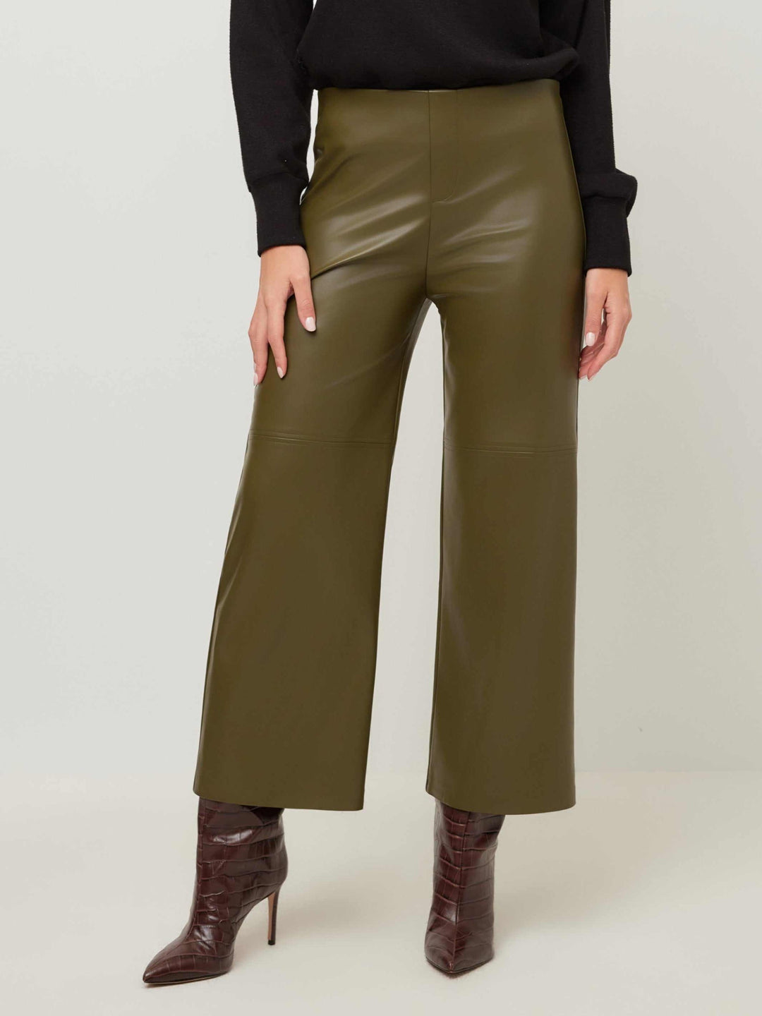 Faux Leather Cropped Pants