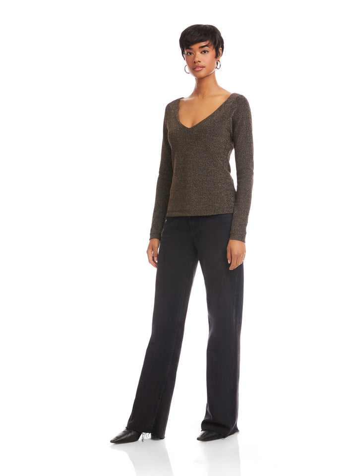 Whitney Metallic V-Neck Top