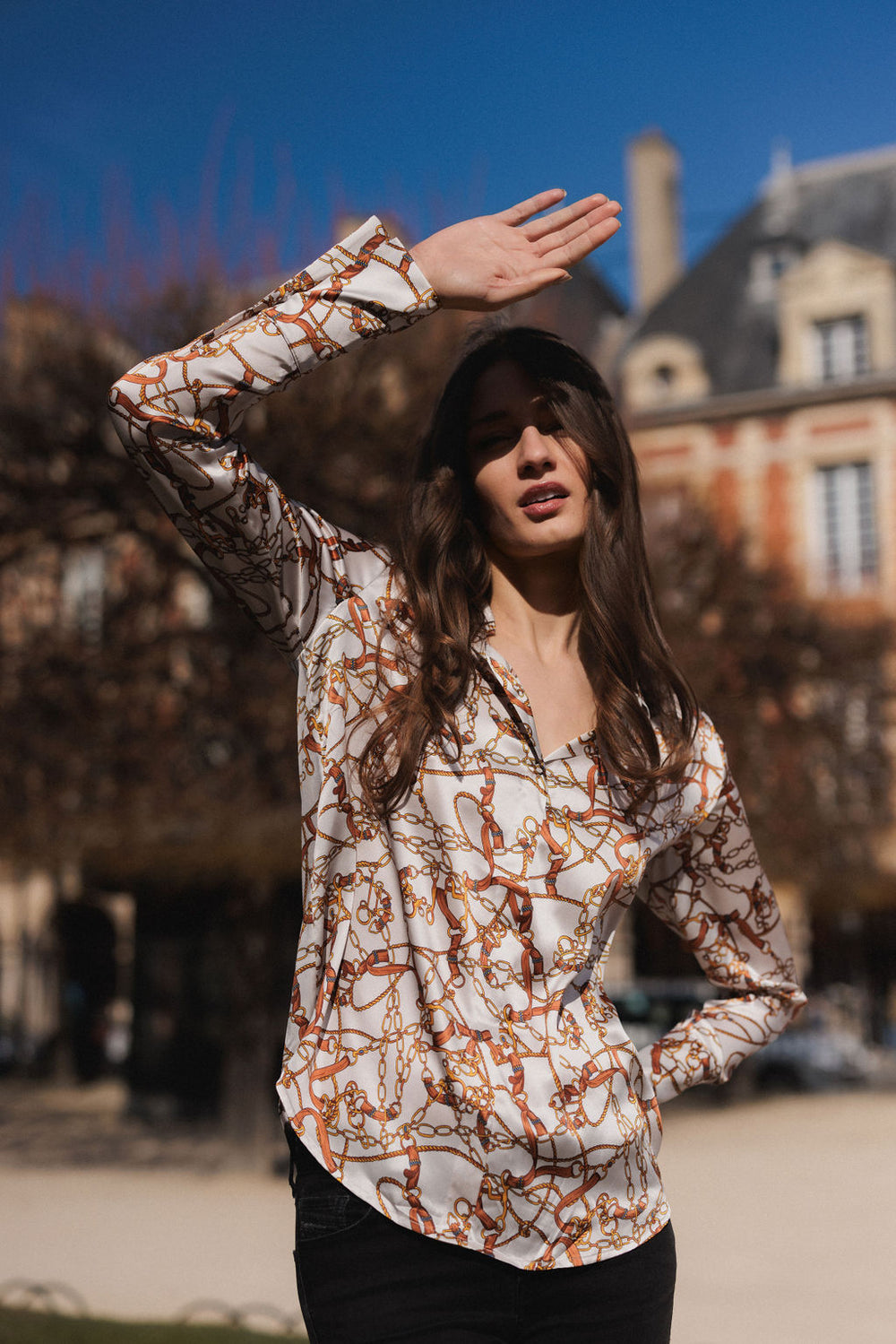 The Daria French Cuff Silk Blouse Monserrat