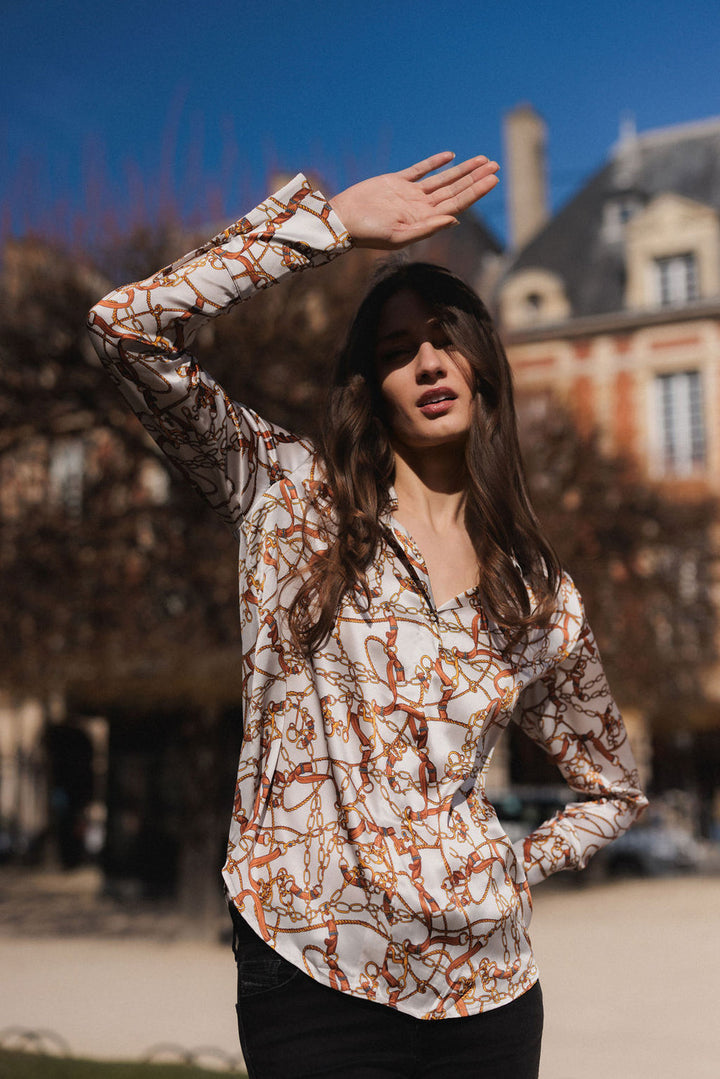 The Daria French Cuff Silk Blouse Monserrat