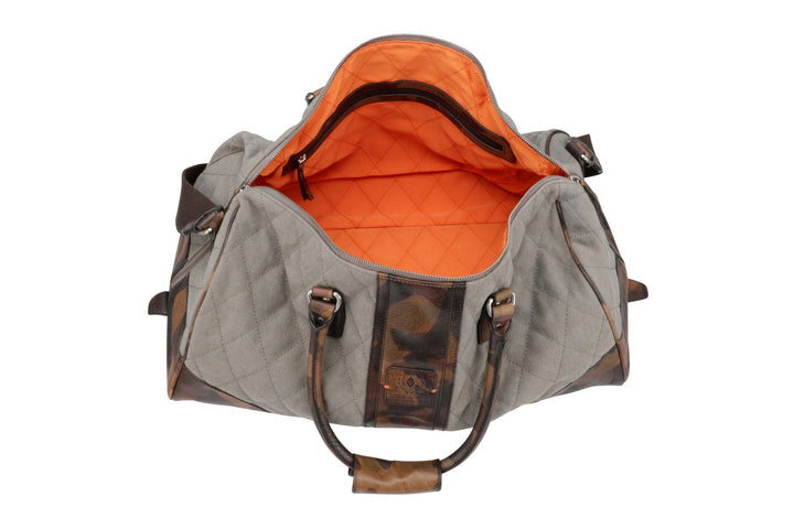 Woodland Quilted Oxford Canvas Duffel in Stone