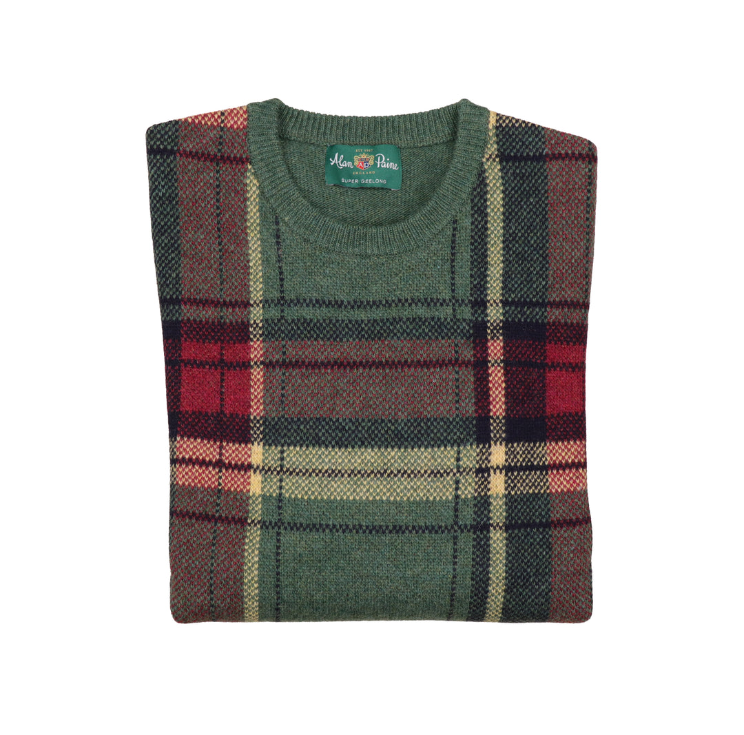 Beadnell Plaid Front Crewneck Sweater