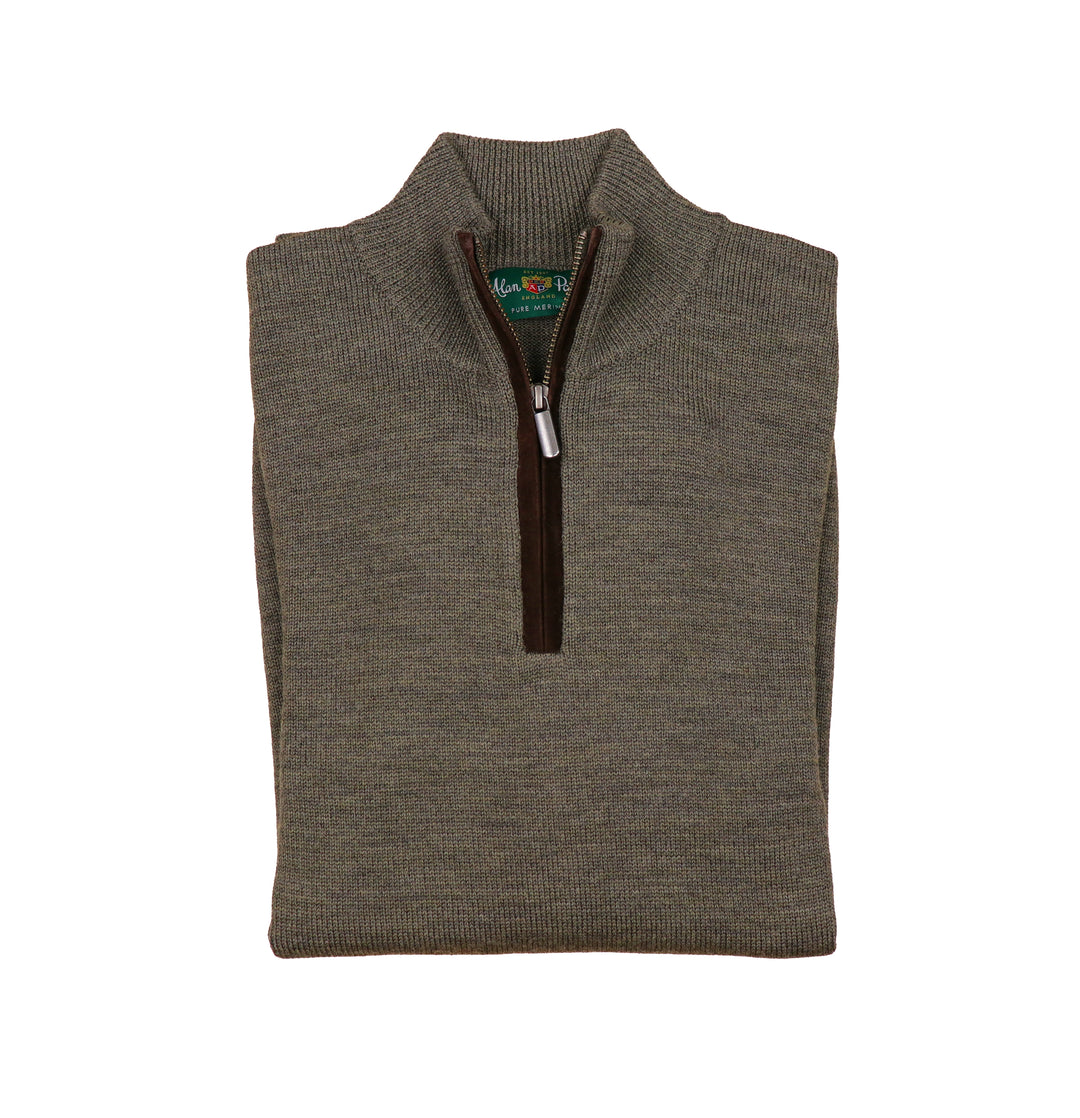 Kinmere Suede Trim Merino Quarter Zip