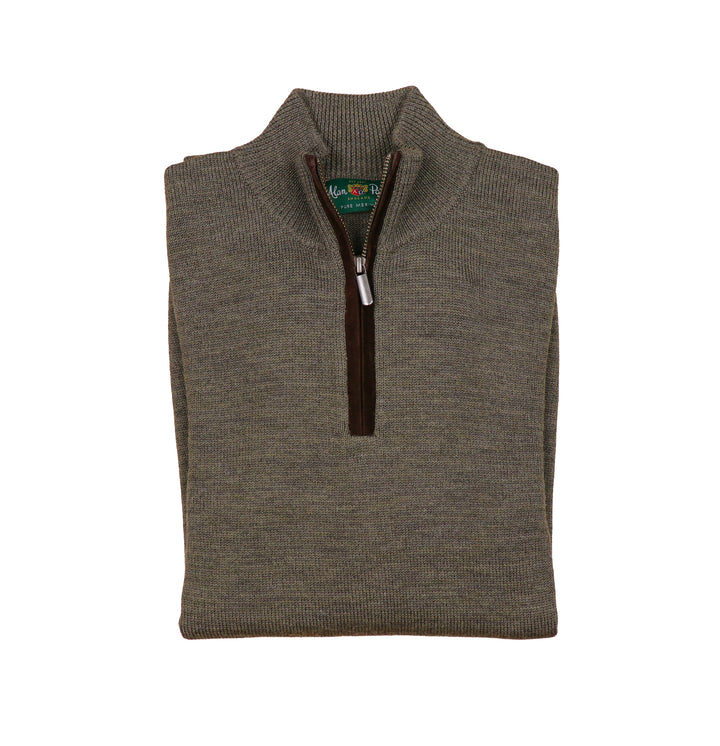 Kinmere Suede Trim Merino Quarter Zip