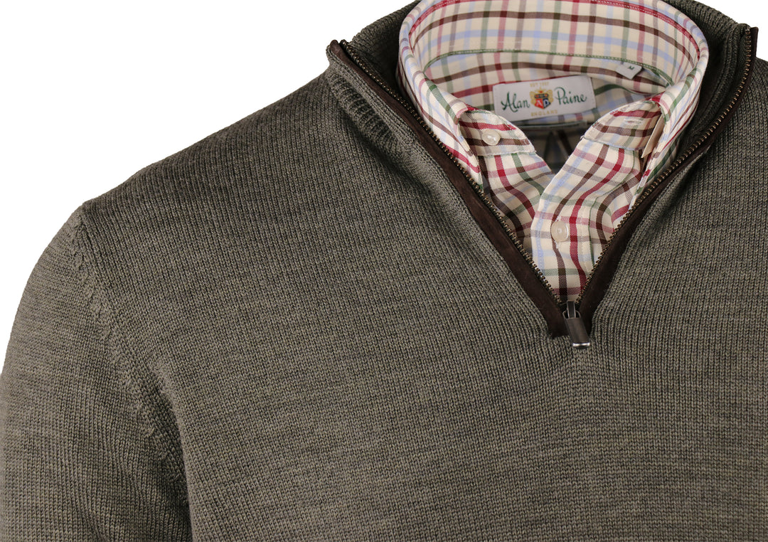 Kinmere Suede Trim Merino Quarter Zip