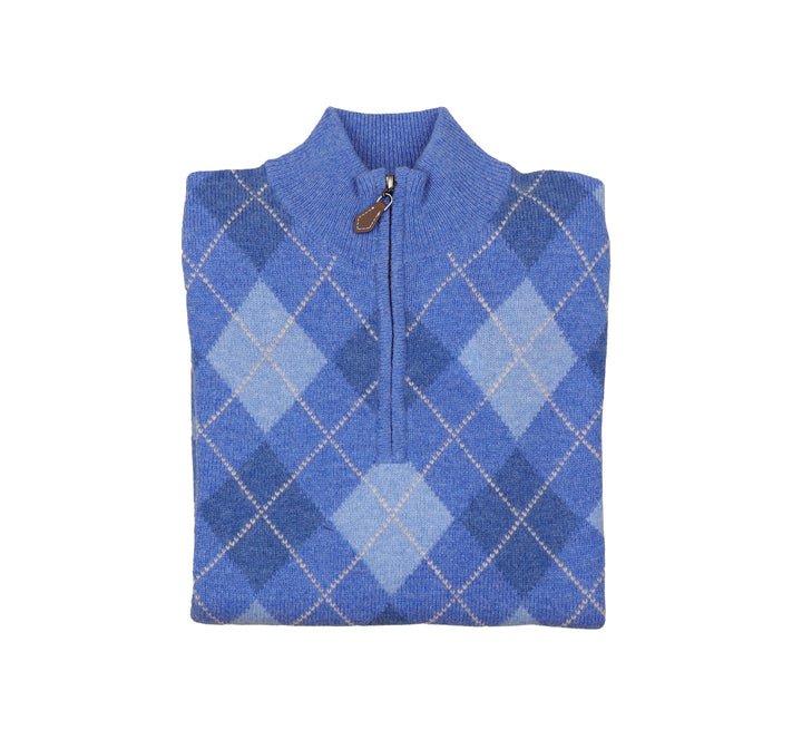 Tullich Argyle Front Quarter Zip Sweater