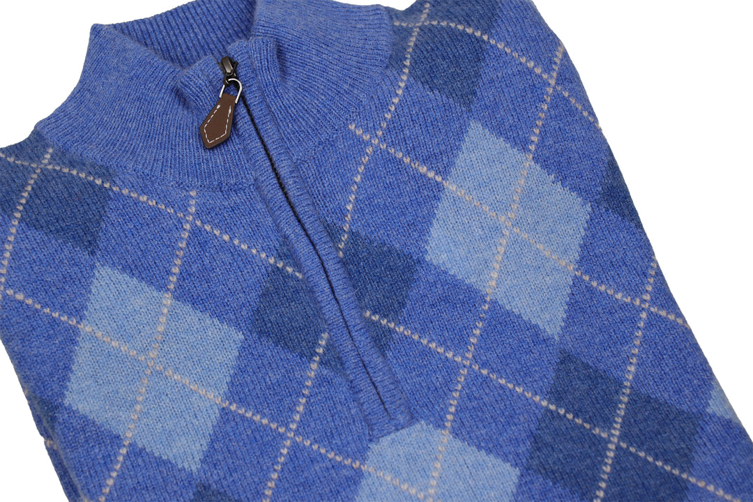 Tullich Argyle Front Quarter Zip Sweater