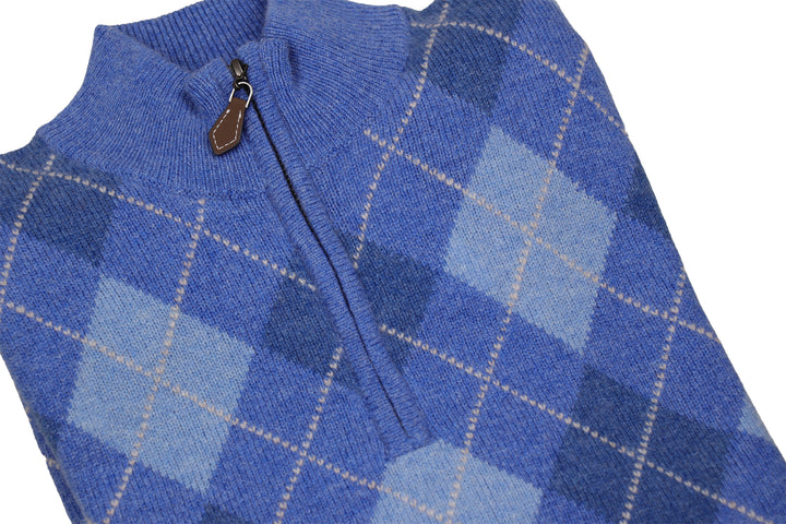 Tullich Argyle Front Quarter Zip Sweater