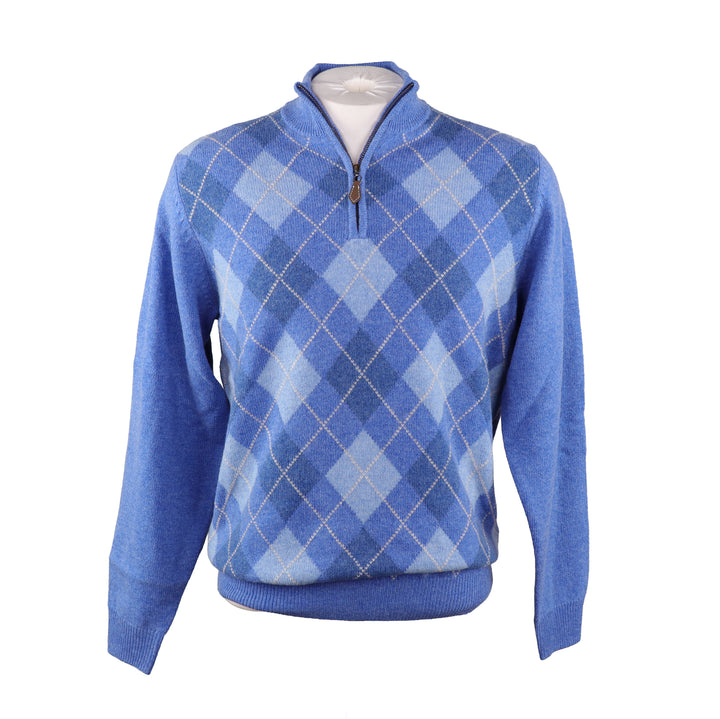 Tullich Argyle Front Quarter Zip Sweater